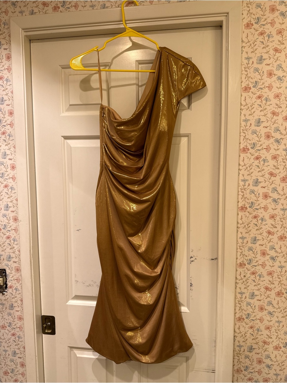 Rene Ruiz Collection AMLN-006B Metallic Stretch Gown Bronze Size 12 – Worn Once